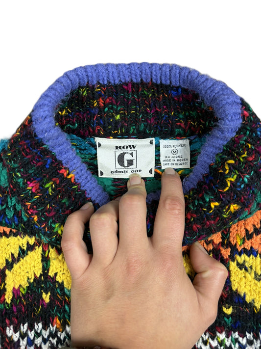 Vintage 90's Multicolour Snowflake Acrylic Knit Jumper M