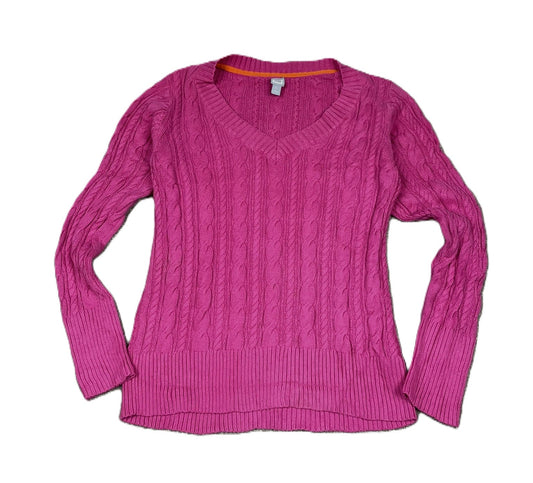JCP Pink Patterned Cable Knit Jumper L