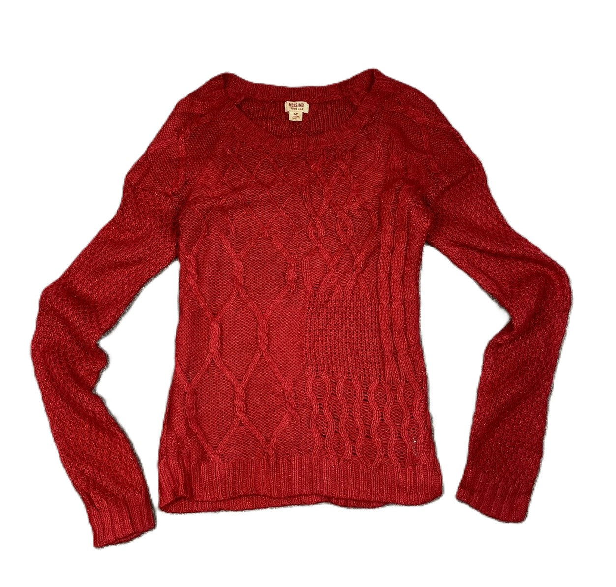 Classic Red Patterned Red Cable Knit Sweater S/P