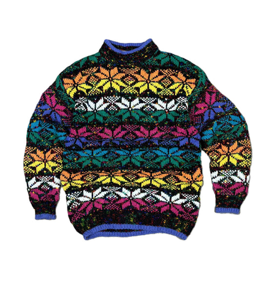 Vintage 90's Multicolour Snowflake Acrylic Knit Jumper M