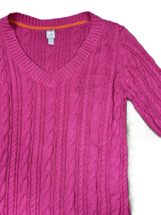 JCP Pink Patterned Cable Knit Jumper L