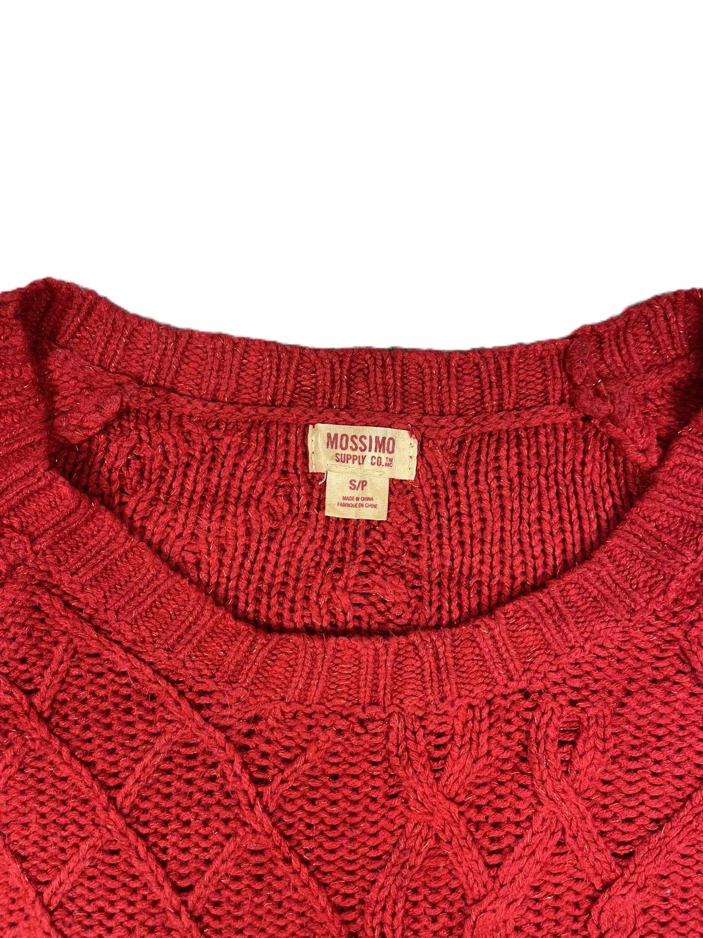 Classic Red Patterned Red Cable Knit Sweater S/P