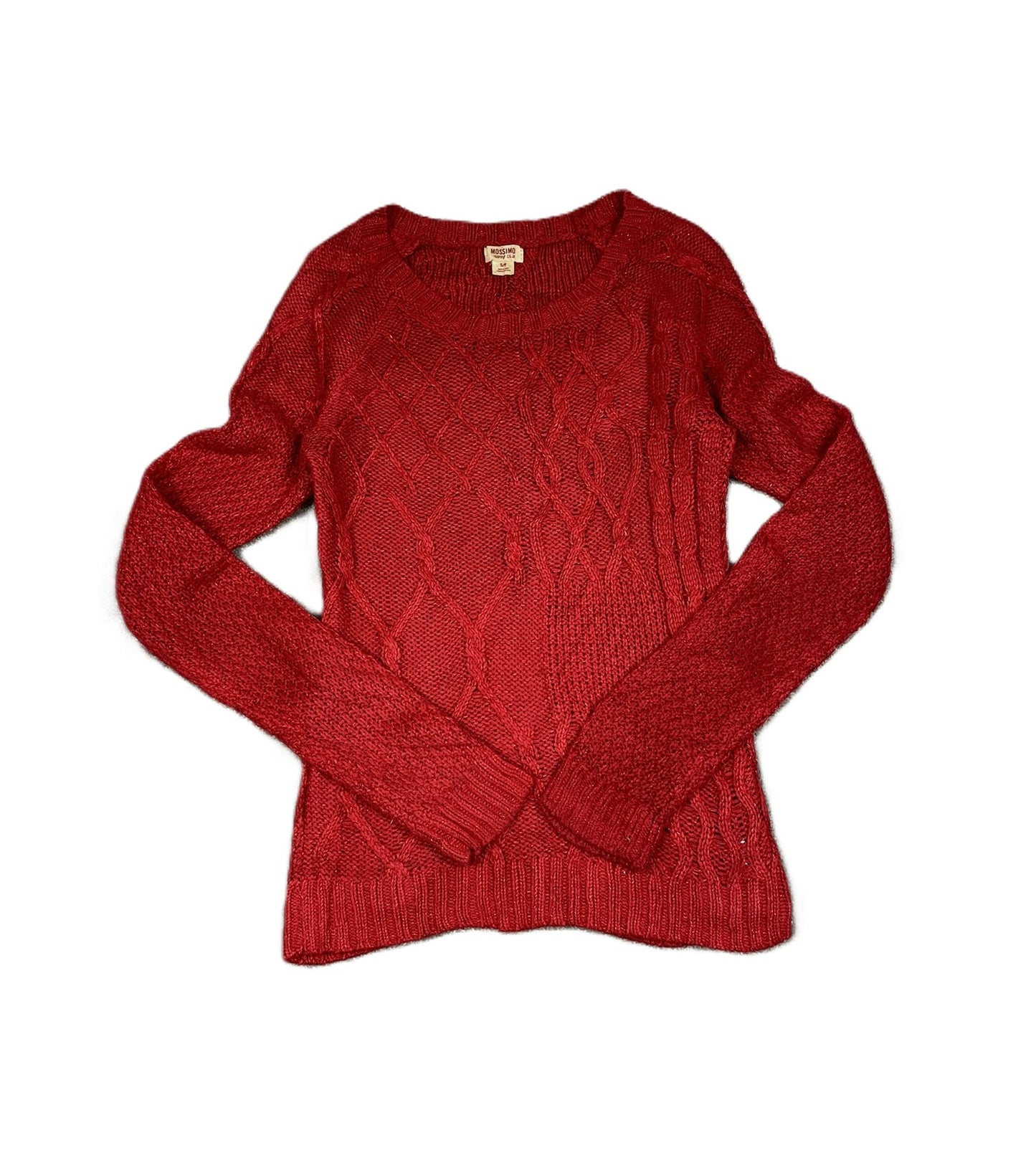 Classic Red Patterned Red Cable Knit Sweater S/P