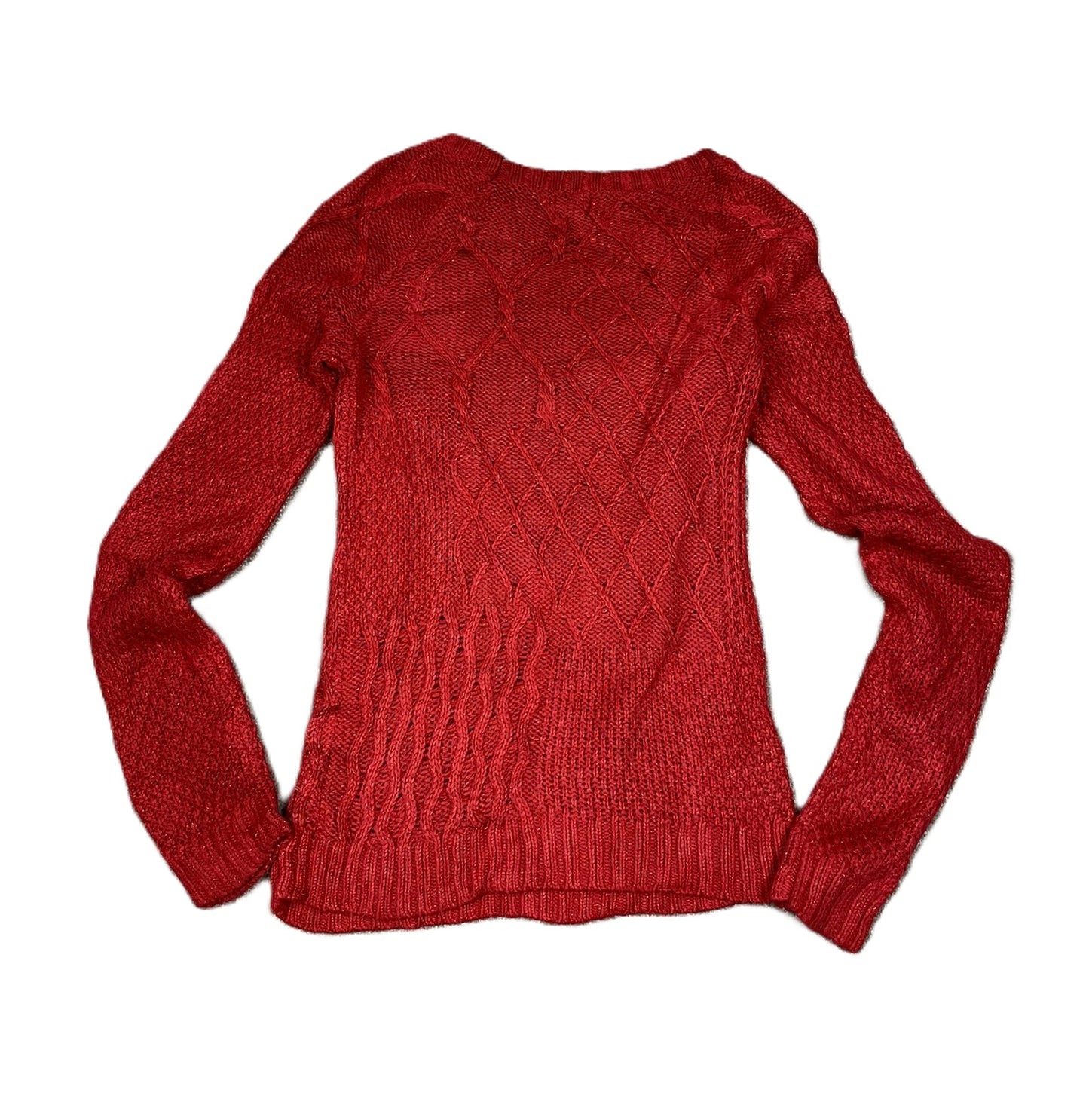 Classic Red Patterned Red Cable Knit Sweater S/P