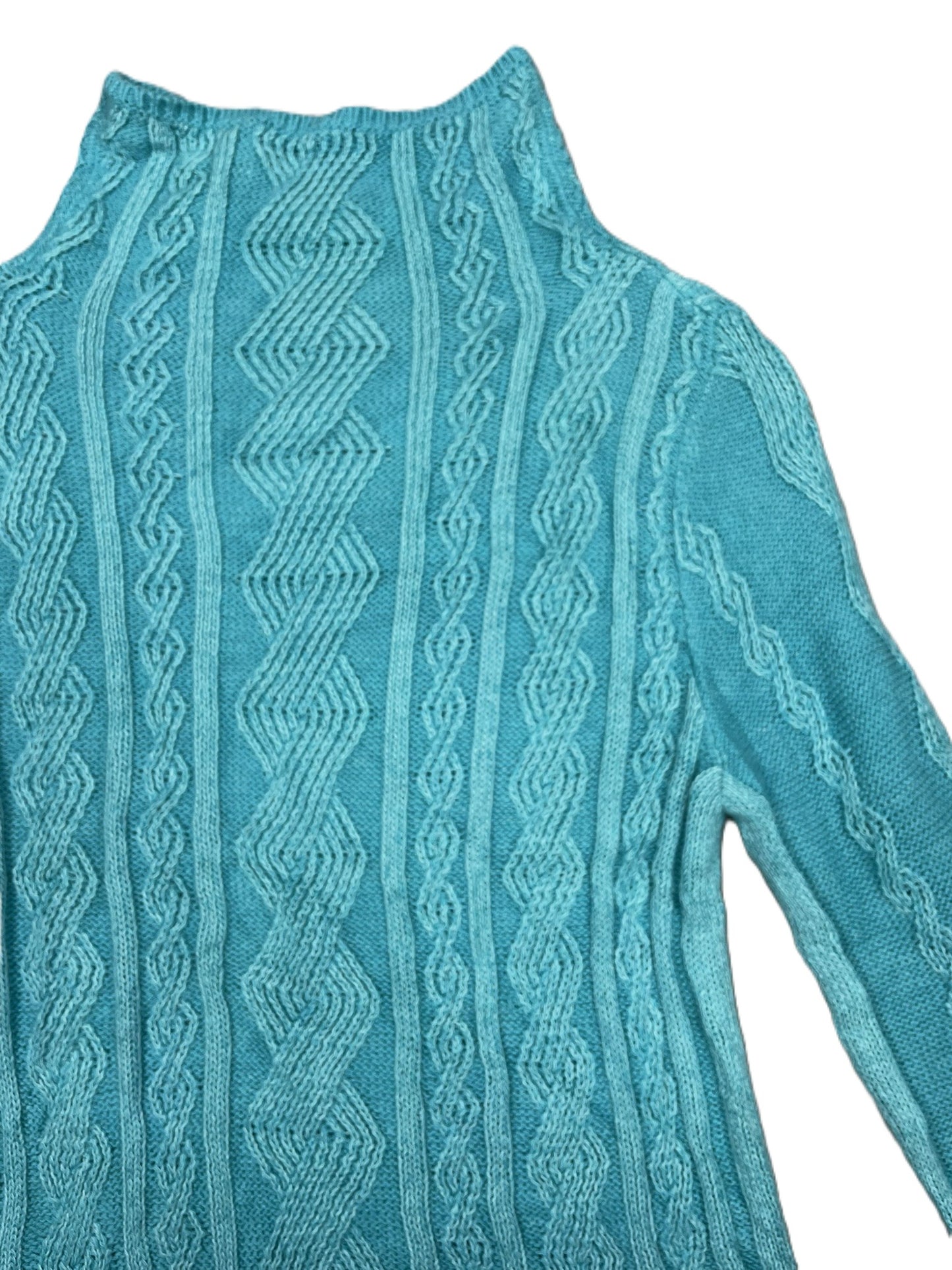 Vintage Aqua Ivivva Cowl-neck Cable Knit Sweater