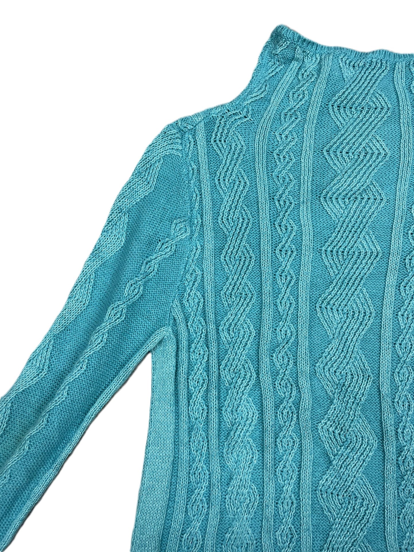 Vintage Aqua Ivivva Cowl-neck Cable Knit Sweater