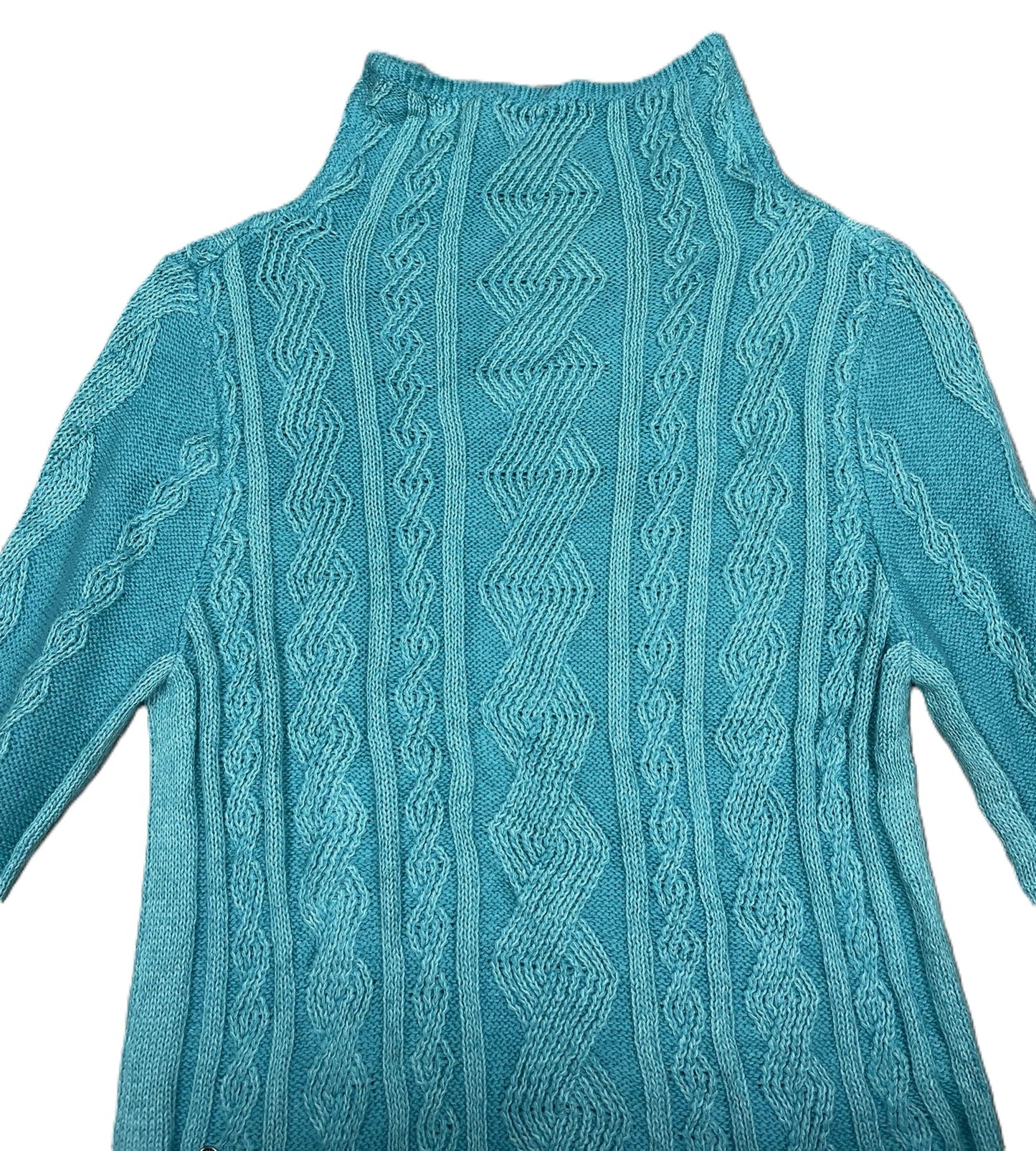 Vintage Aqua Ivivva Cowl-neck Cable Knit Sweater