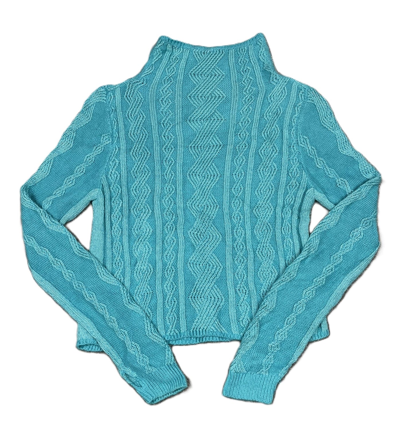 Vintage Aqua Ivivva Cowl-neck Cable Knit Sweater