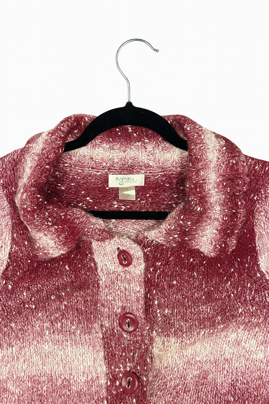 Christopher and Banks Knitted Burgundy and White Wash Cardigan L